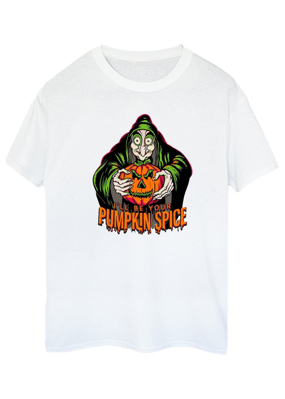 Disney Villain Evil Queen I ll Be Your Pumpkin Spice White Boyfriend Fit T Shirt Matalan