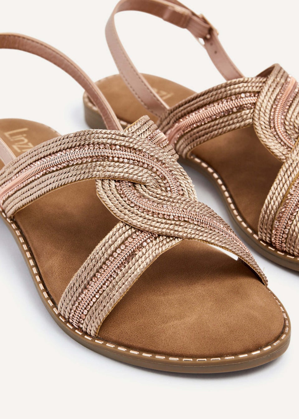 Linzi Vasvi Rose Gold Intertwined Knitted Sandal