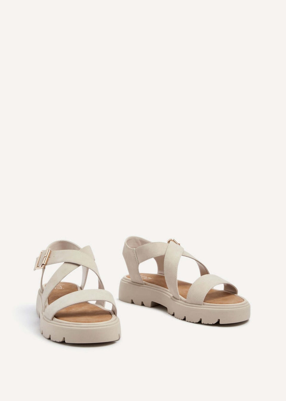 Linzi Italia Nude Nubuck Crossover Chunky Sandals