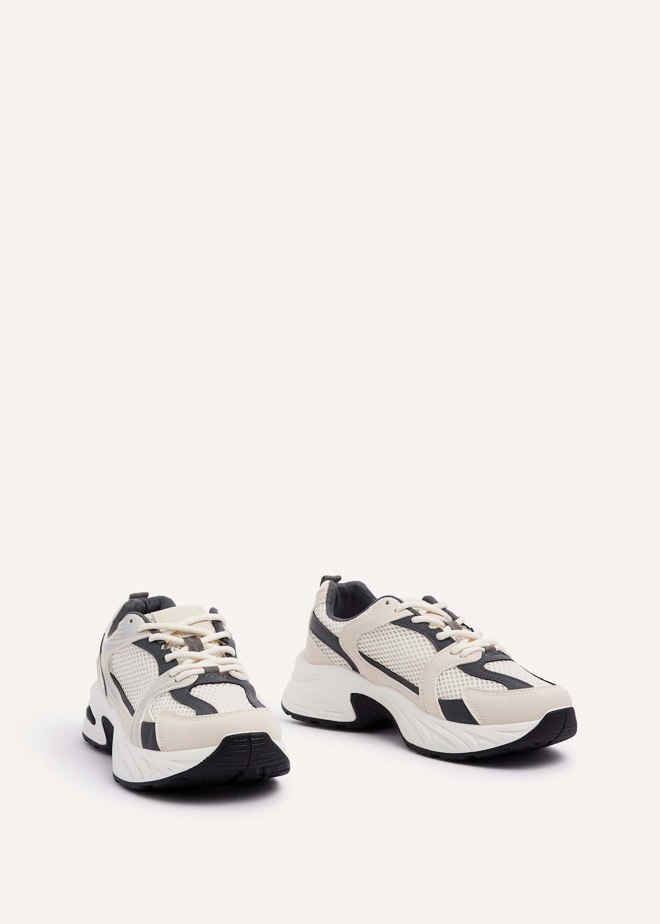 Linzi Venture Beige Mesh Effect Chunky Trainer
