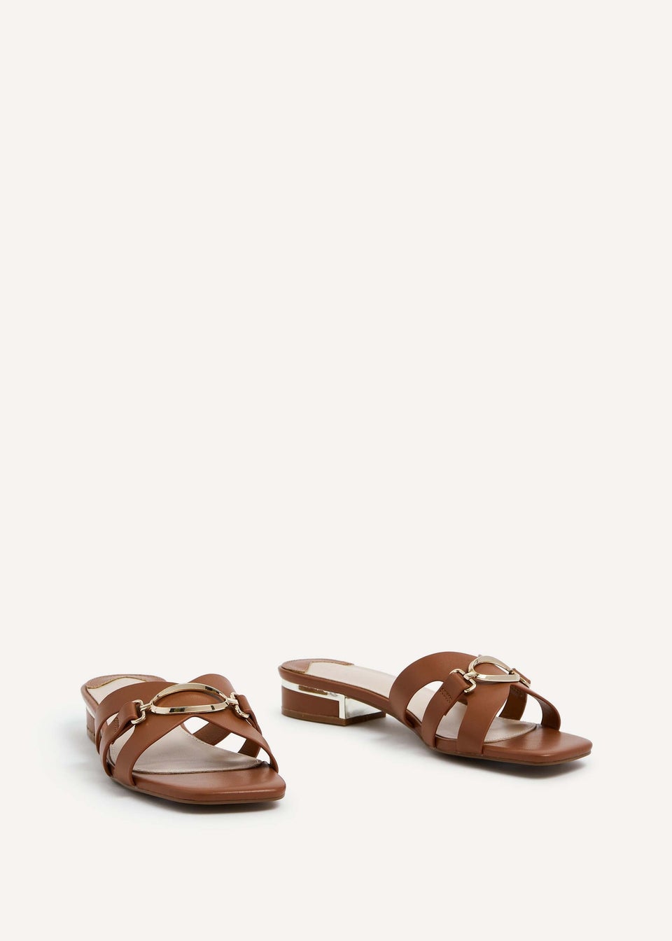 Linzi Gallery Tan Faux Leather Low Heeled Sandal