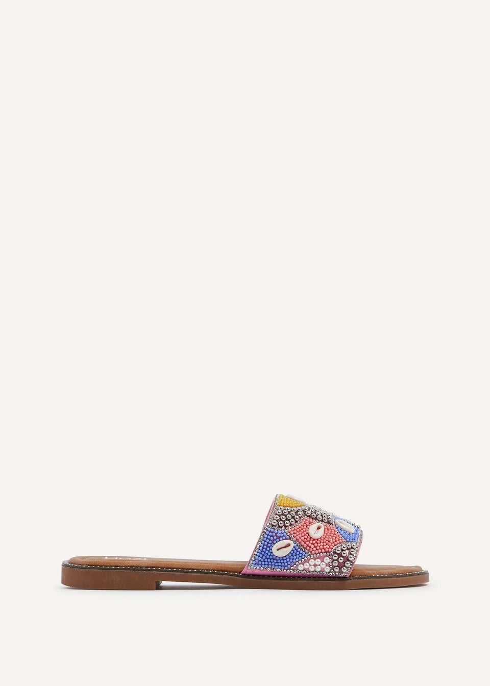 Linzi Seanna Coral Embellished Shell Slider
