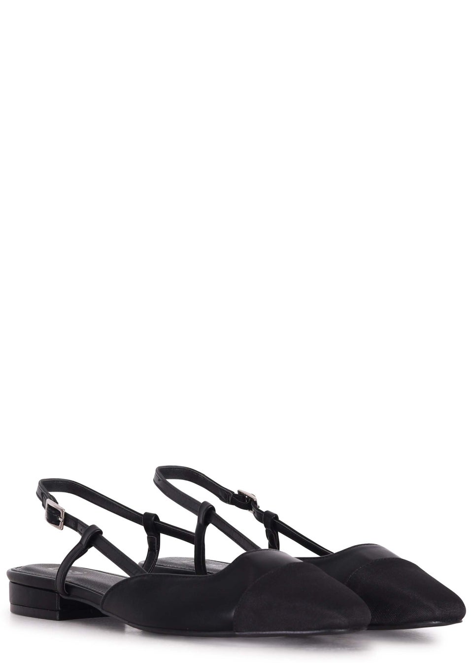 Linzi Junie Black Faux Leather Two Tone Court Shoe