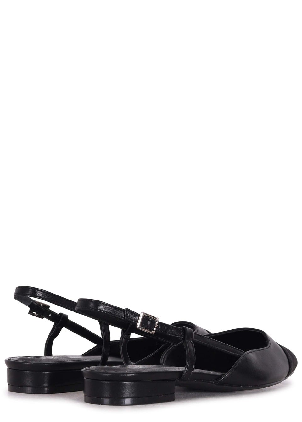 Linzi Junie Black Faux Leather Two Tone Court Shoe