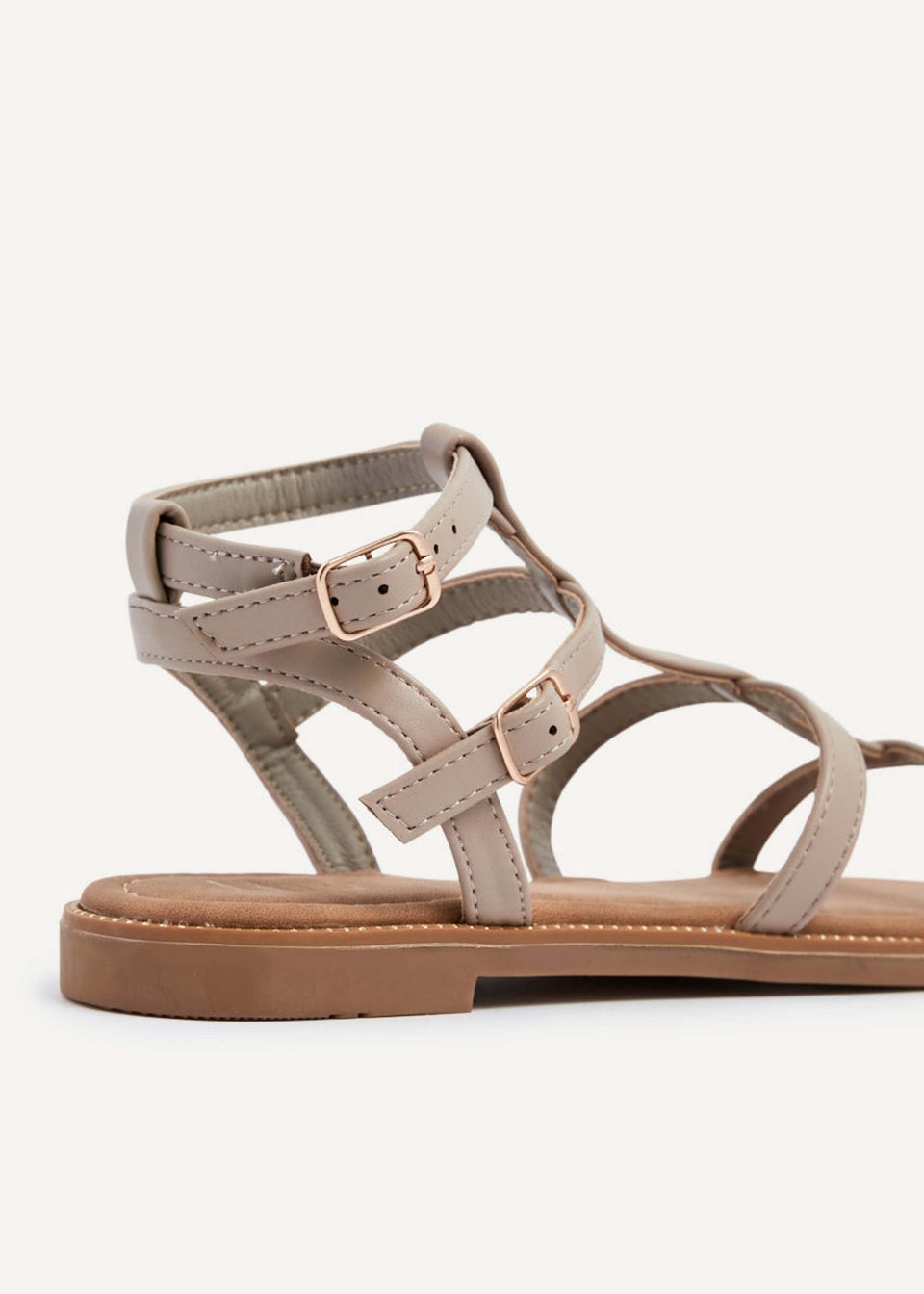 Linzi Belinda Taupe Faux Leather Gladiator Style Sandal