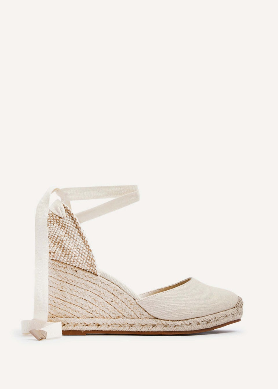 Linzi Bryony Beige Canvas Lace Up Espadrille Wegde Matalan