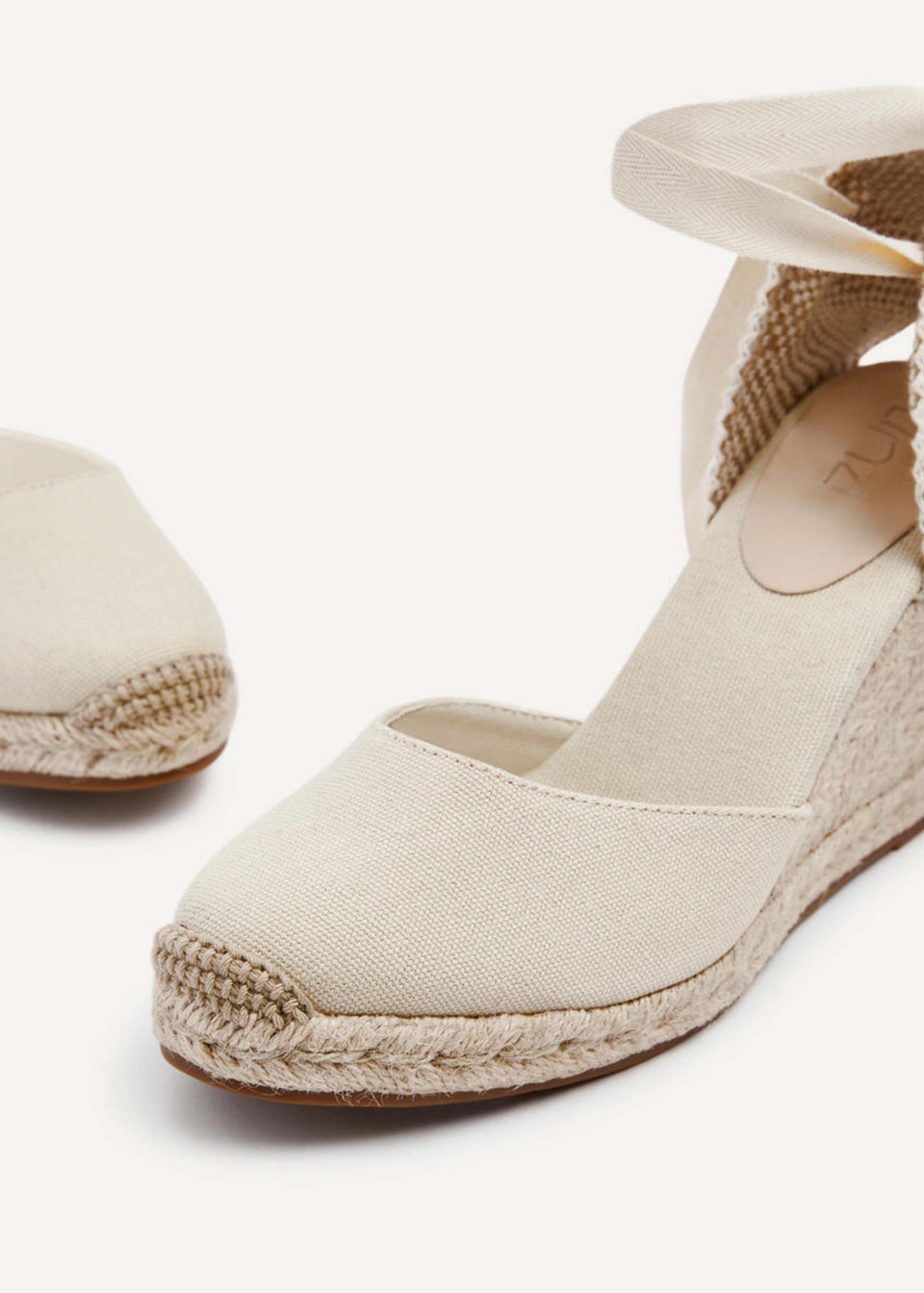 Linzi Bryony Beige Canvas Lace Up Espadrille Wegde Matalan