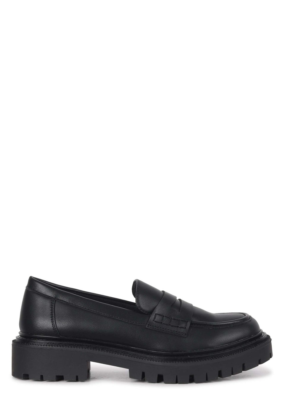 Linzi Ivan Black Faux Leather Classic Chunky Loafer