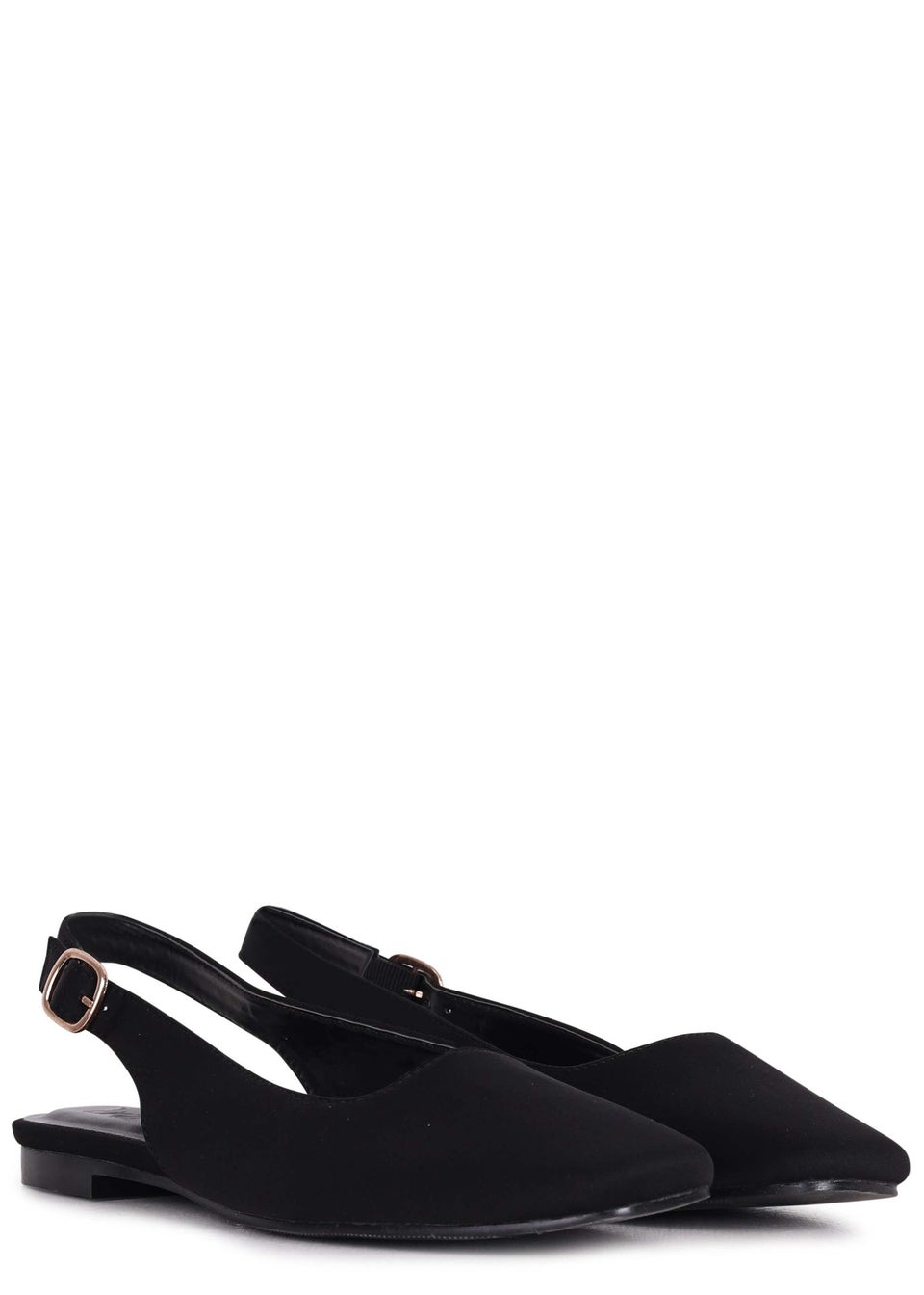 Linzi Lidia Black Lycra Square Toe Flat Shoe