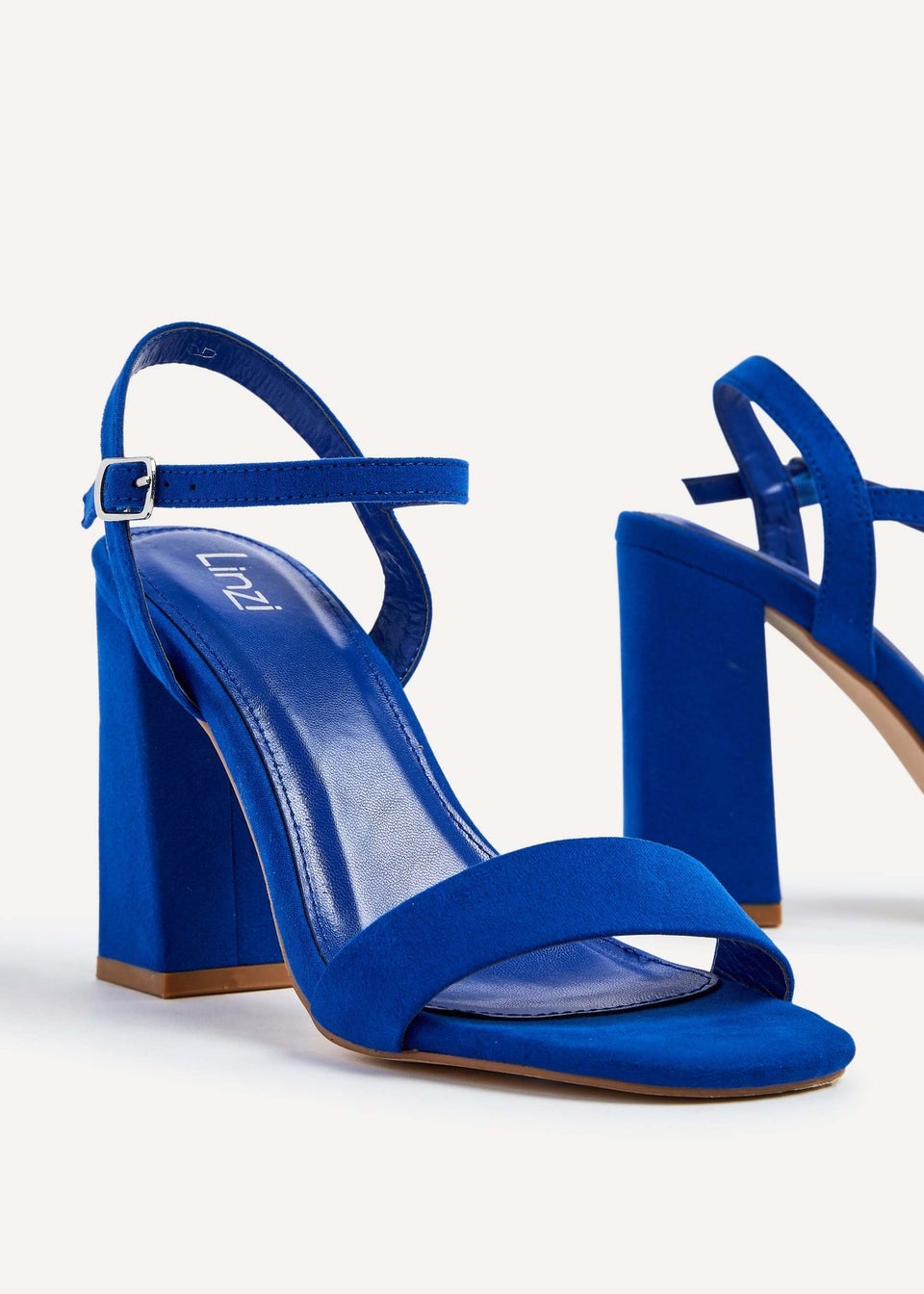 Linzi Beverley Cobalt Faux Suede Block Heeled Sandal