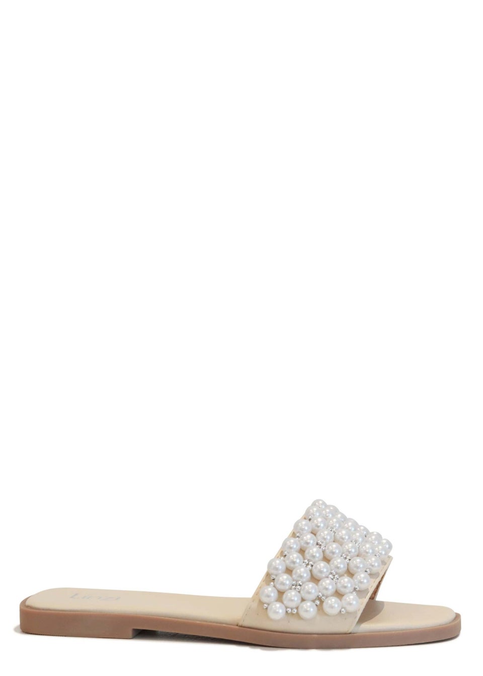 Linzi Oyster Sand Pearl Embellished Sliders