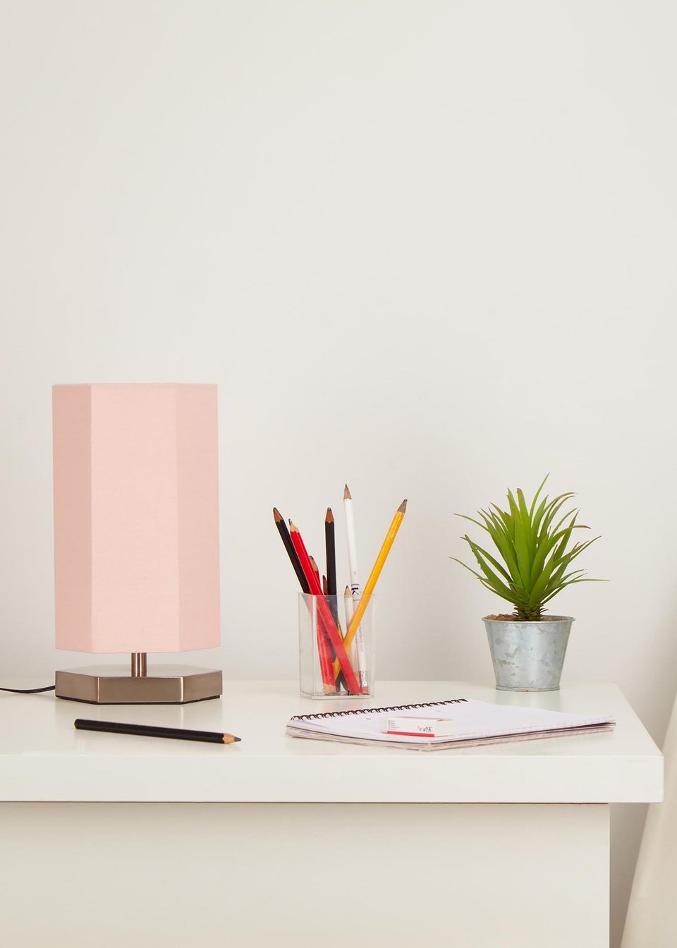 Glow Hexagon Shape Integrated LED Table Lamp Pink (26cm x 13cm)