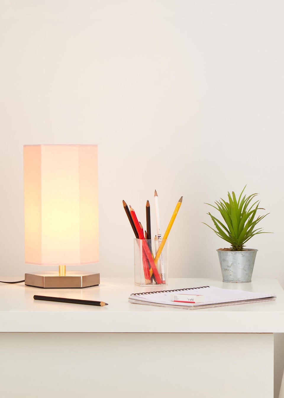 Glow Hexagon Shape Integrated LED Table Lamp Pink (26cm x 13cm)