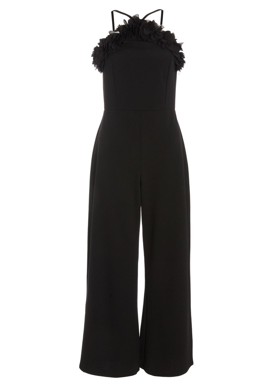 Quiz Black Petite Halter Neck Palazzo Jumpsuit Matalan