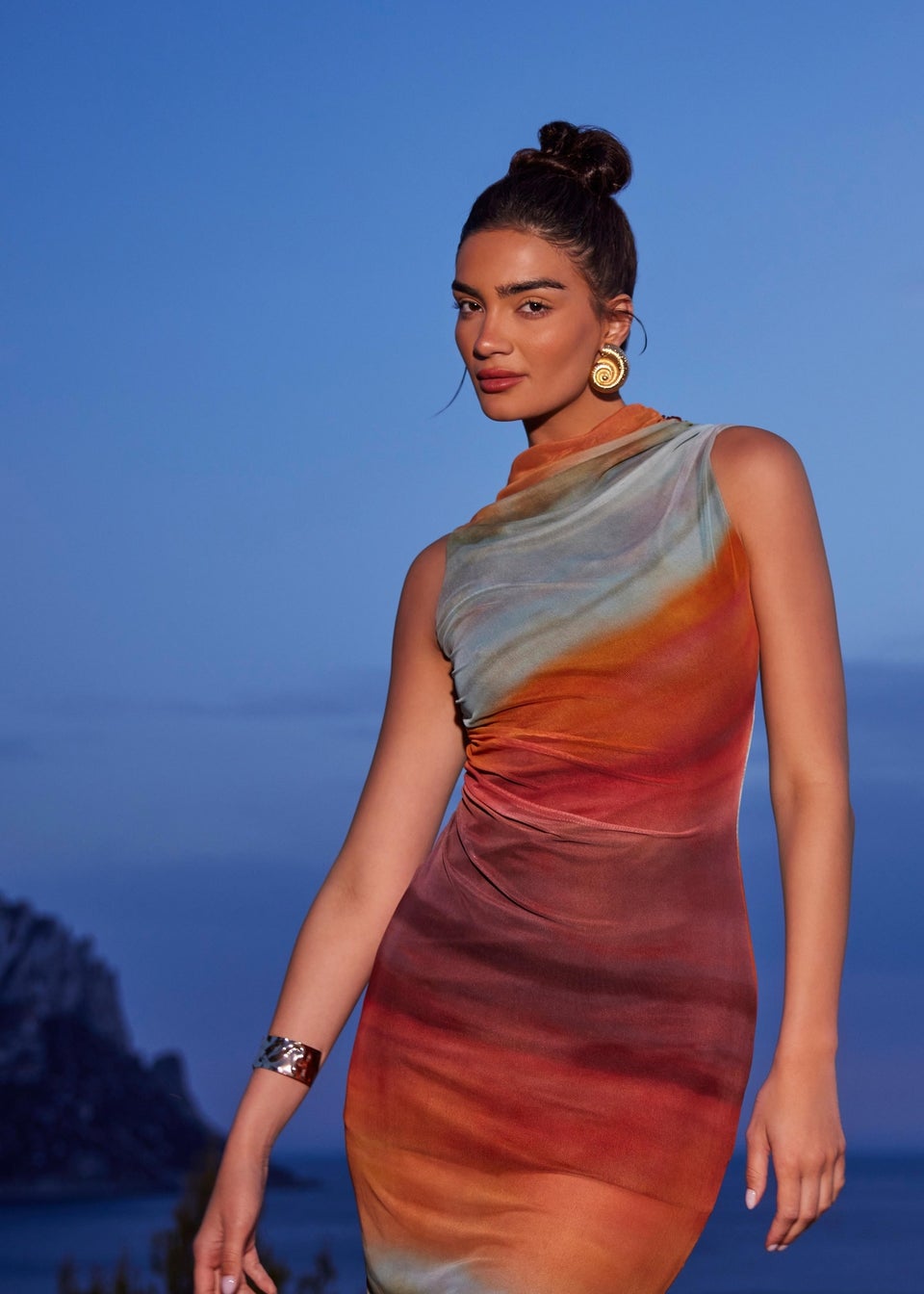 Quiz Orange Ombre Midaxi Dress Matalan