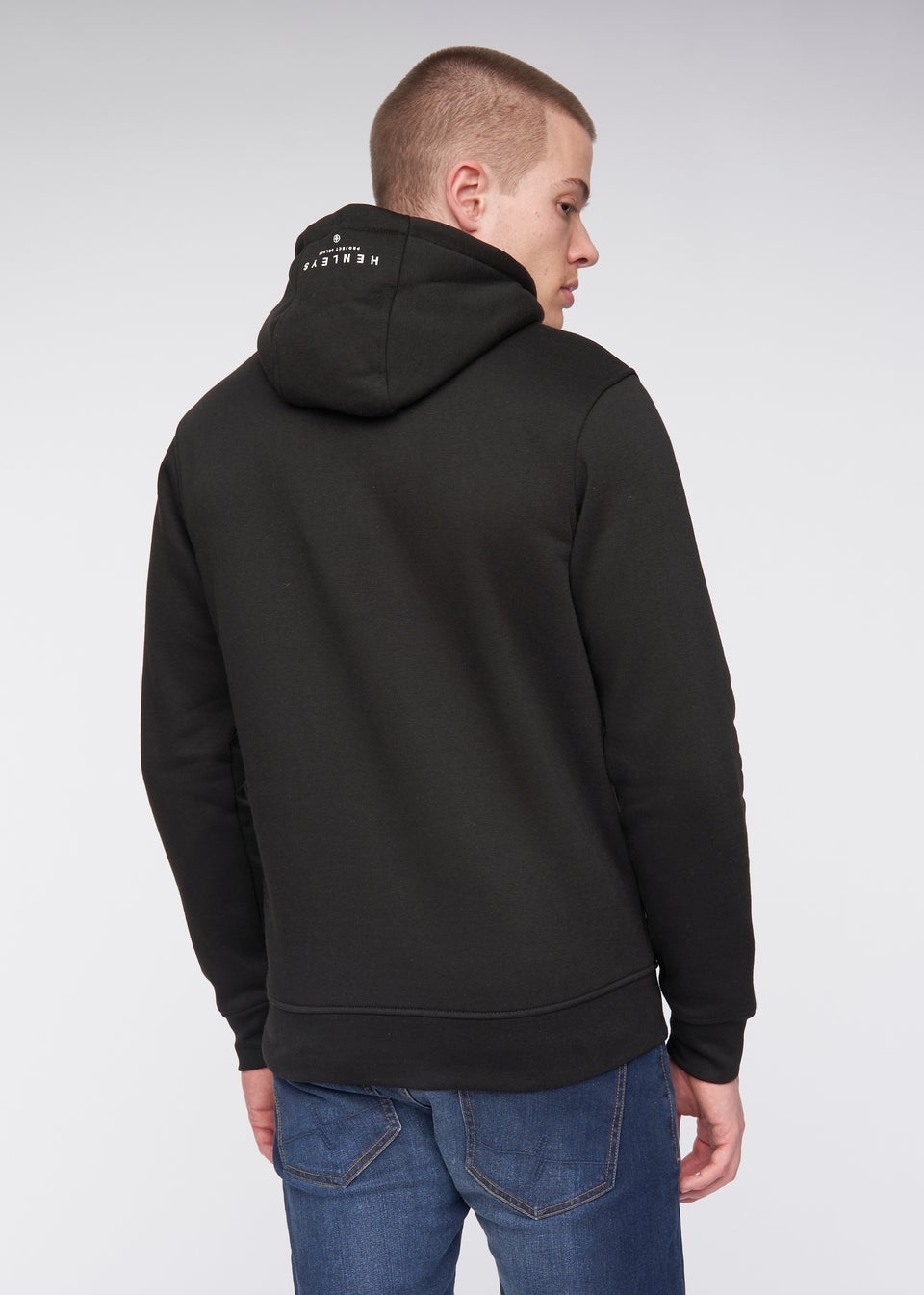 Black henley hoodie top