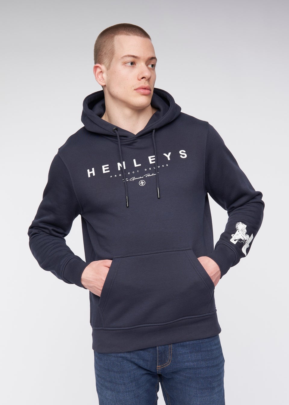 Henleys Navy Hentyme Hoodie Matalan