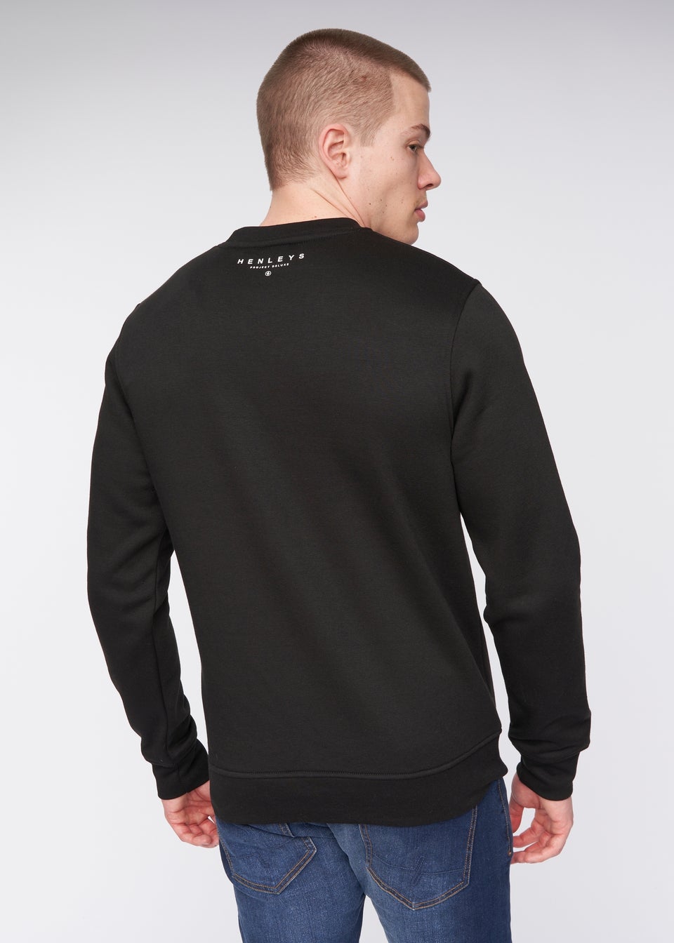 Henleys Black  Scripthen Crew Sweat