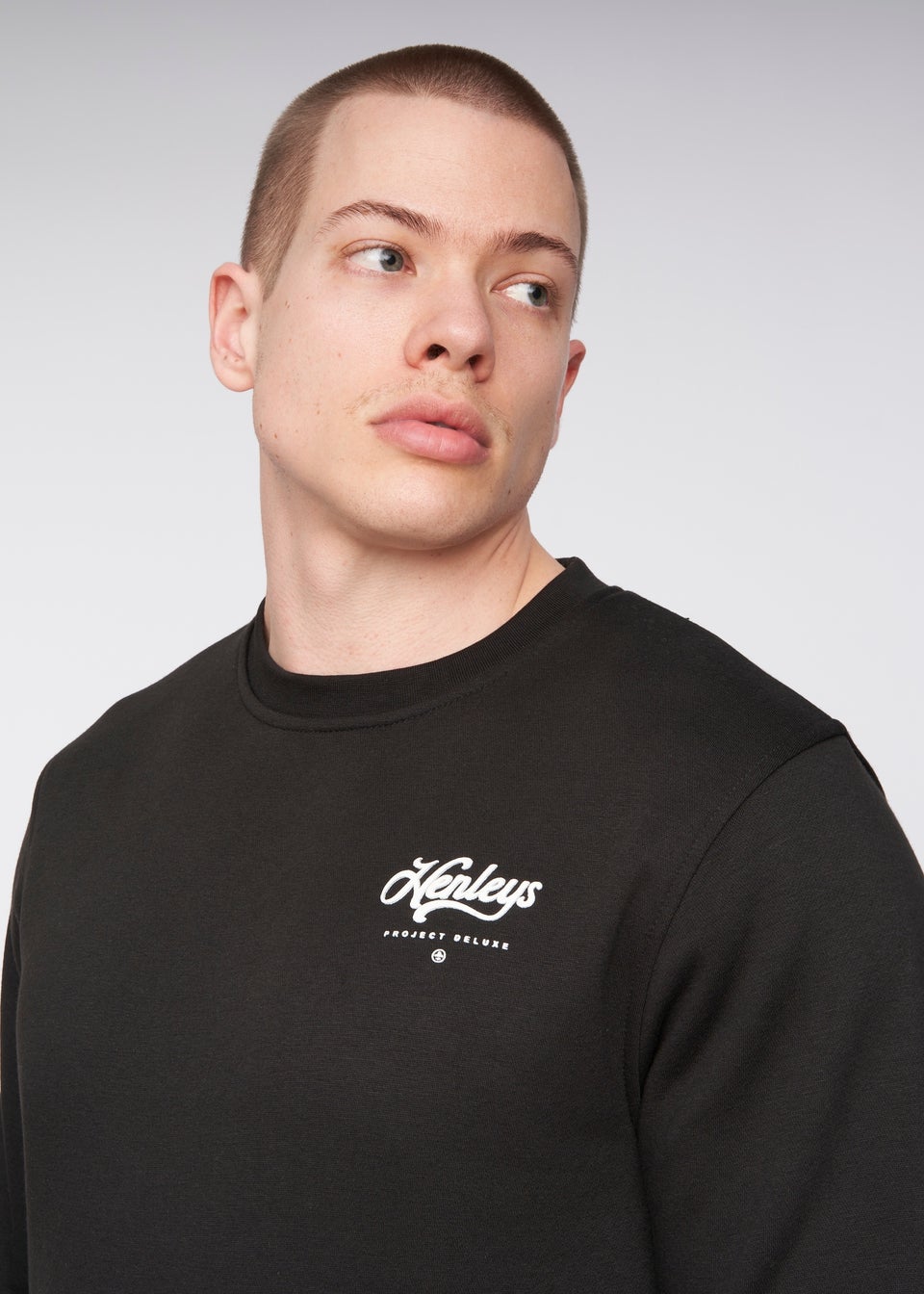 Henleys Black  Scripthen Crew Sweat
