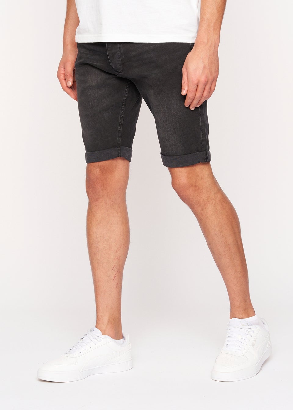 Crosshatch  Black  Tadcaster  Denim  Shorts