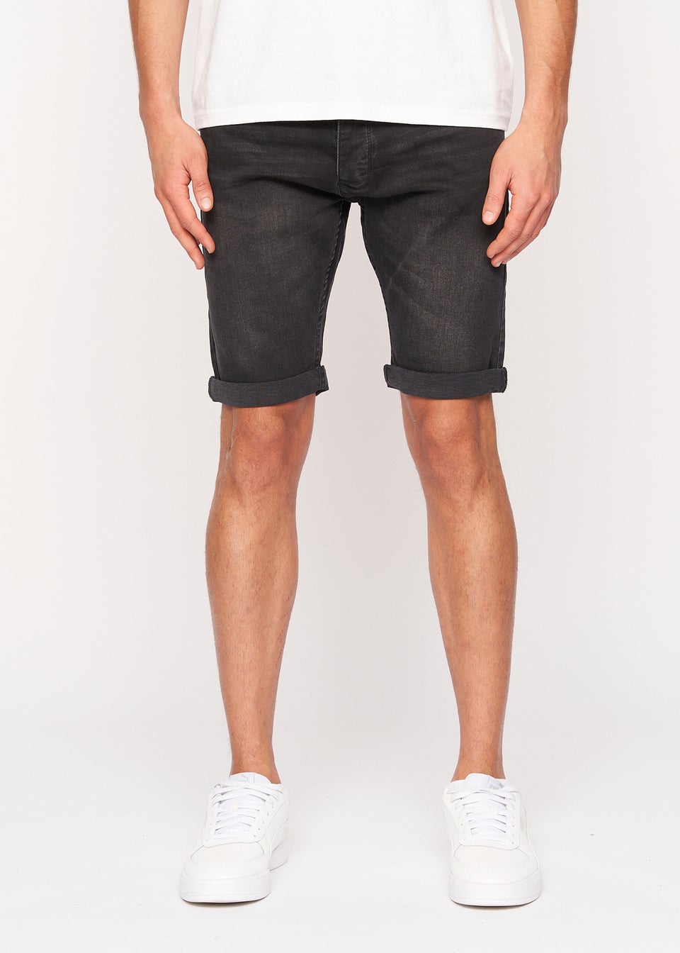 Crosshatch  Black  Tadcaster  Denim  Shorts