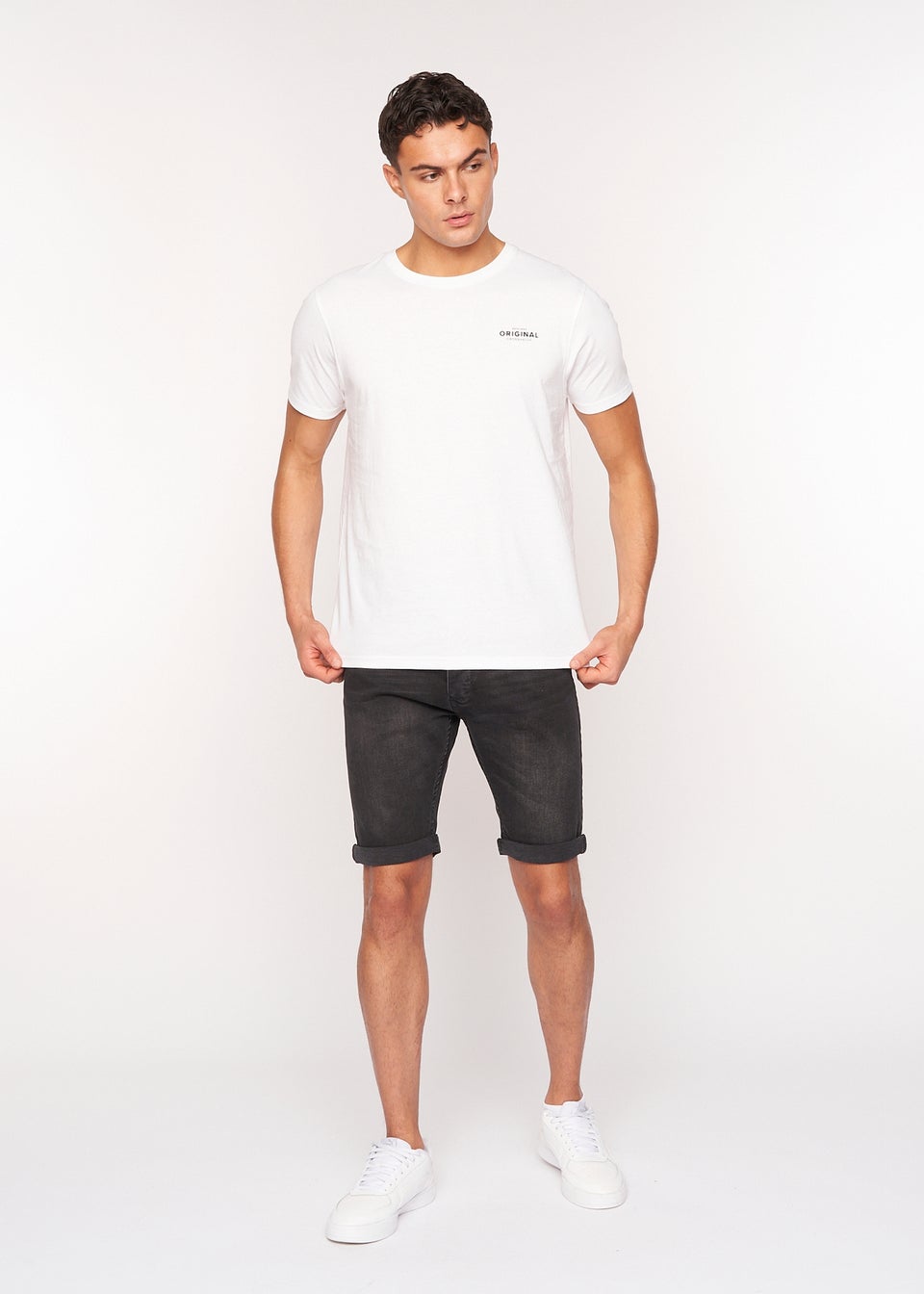 Crosshatch  Black  Tadcaster  Denim  Shorts