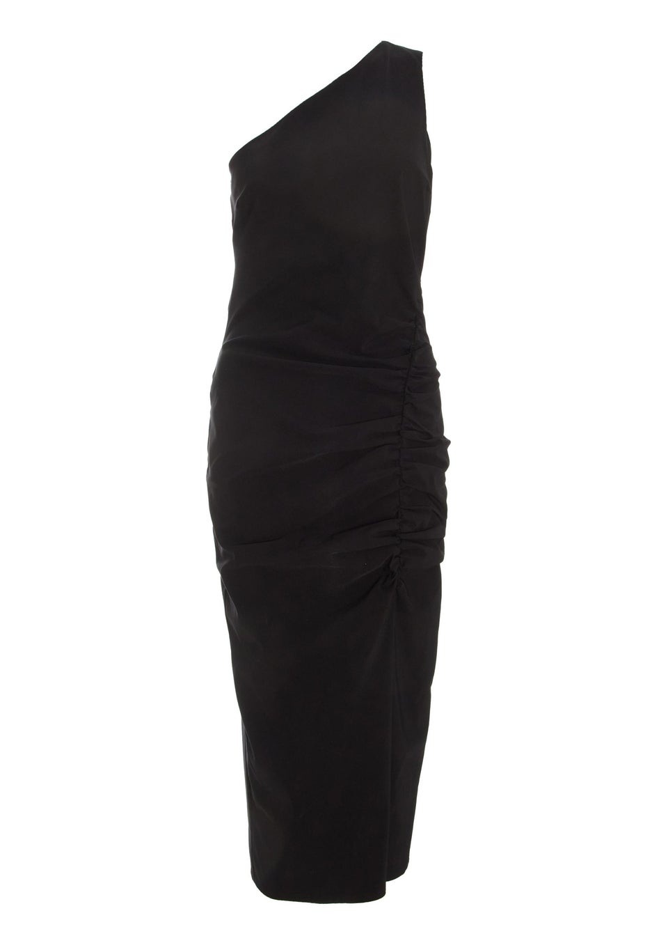 Quiz Black Ruched One Shoulder Midaxi Dress