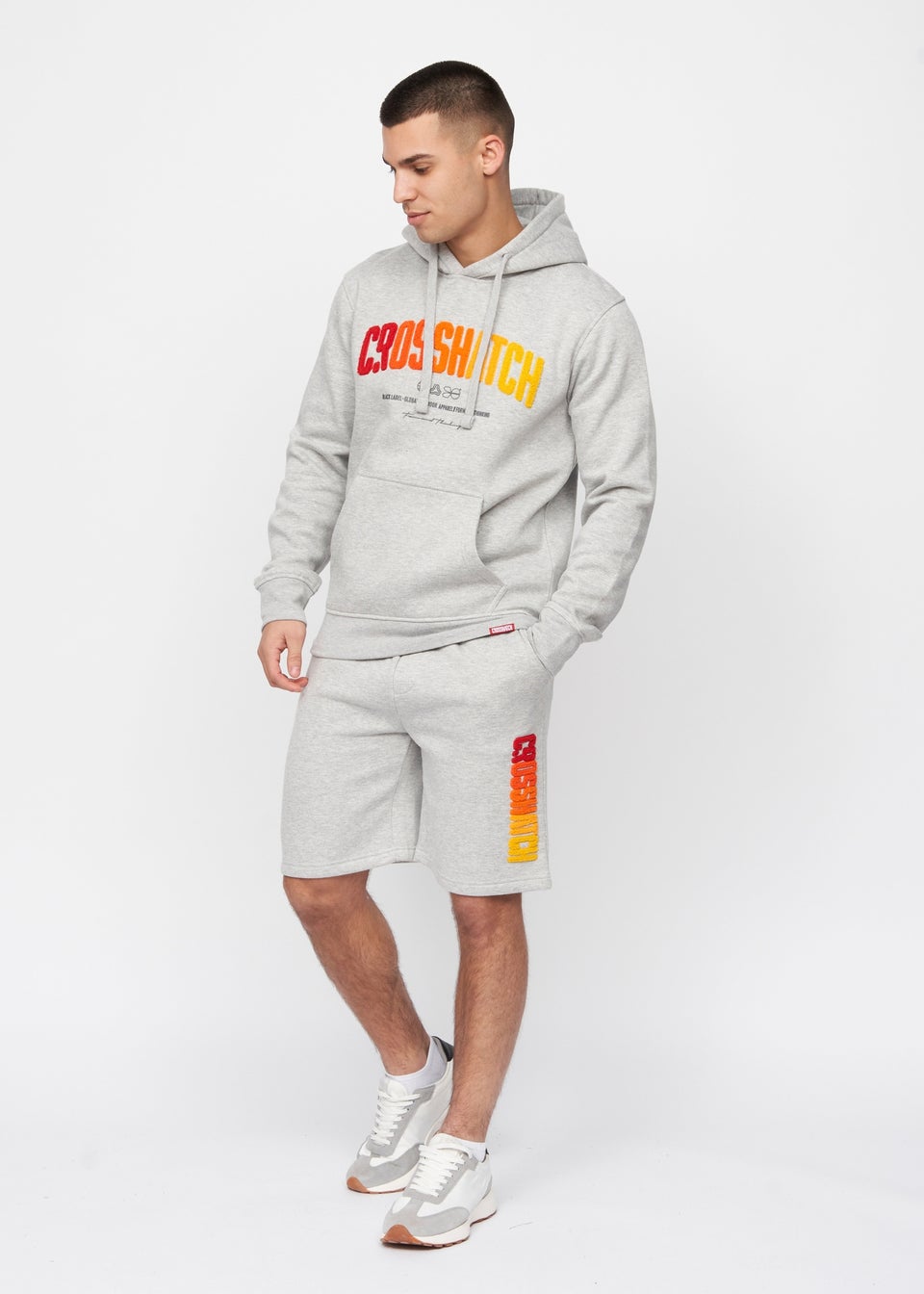 Crosshatch Grey Marl Flocked Hoodie