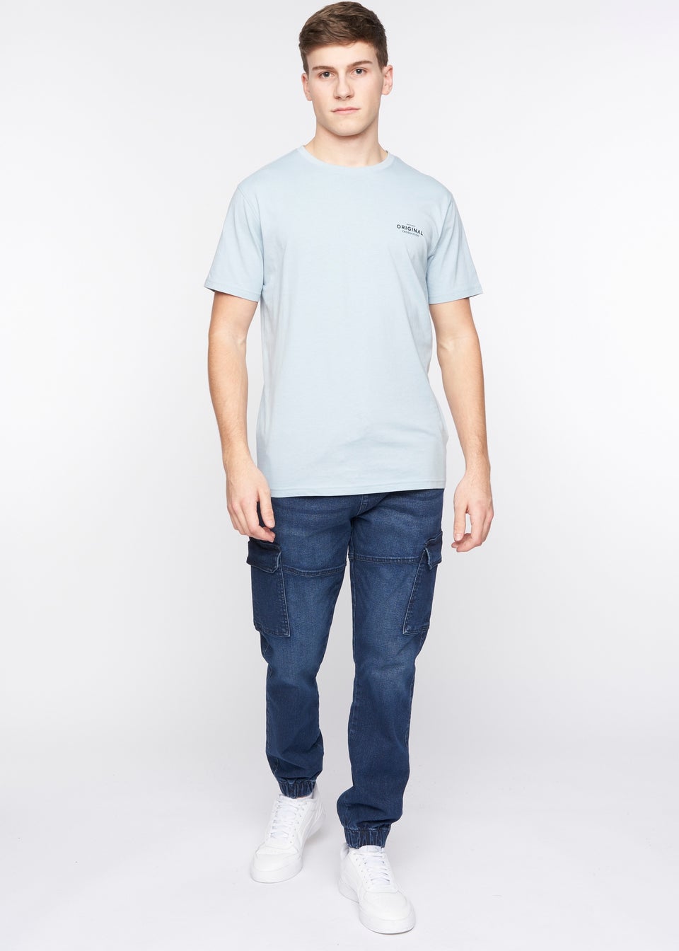 Crosshatch Dark Wash Malimore Cargo Cuff Jeans