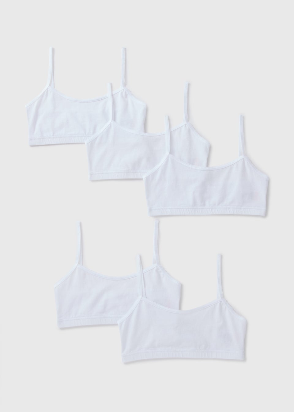 5 Pack Girls White Crop Tops (7-13yrs)