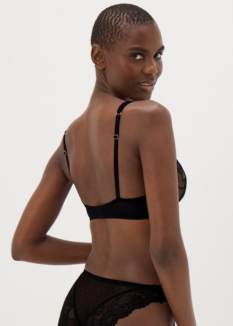 Black Spot Mesh Bra