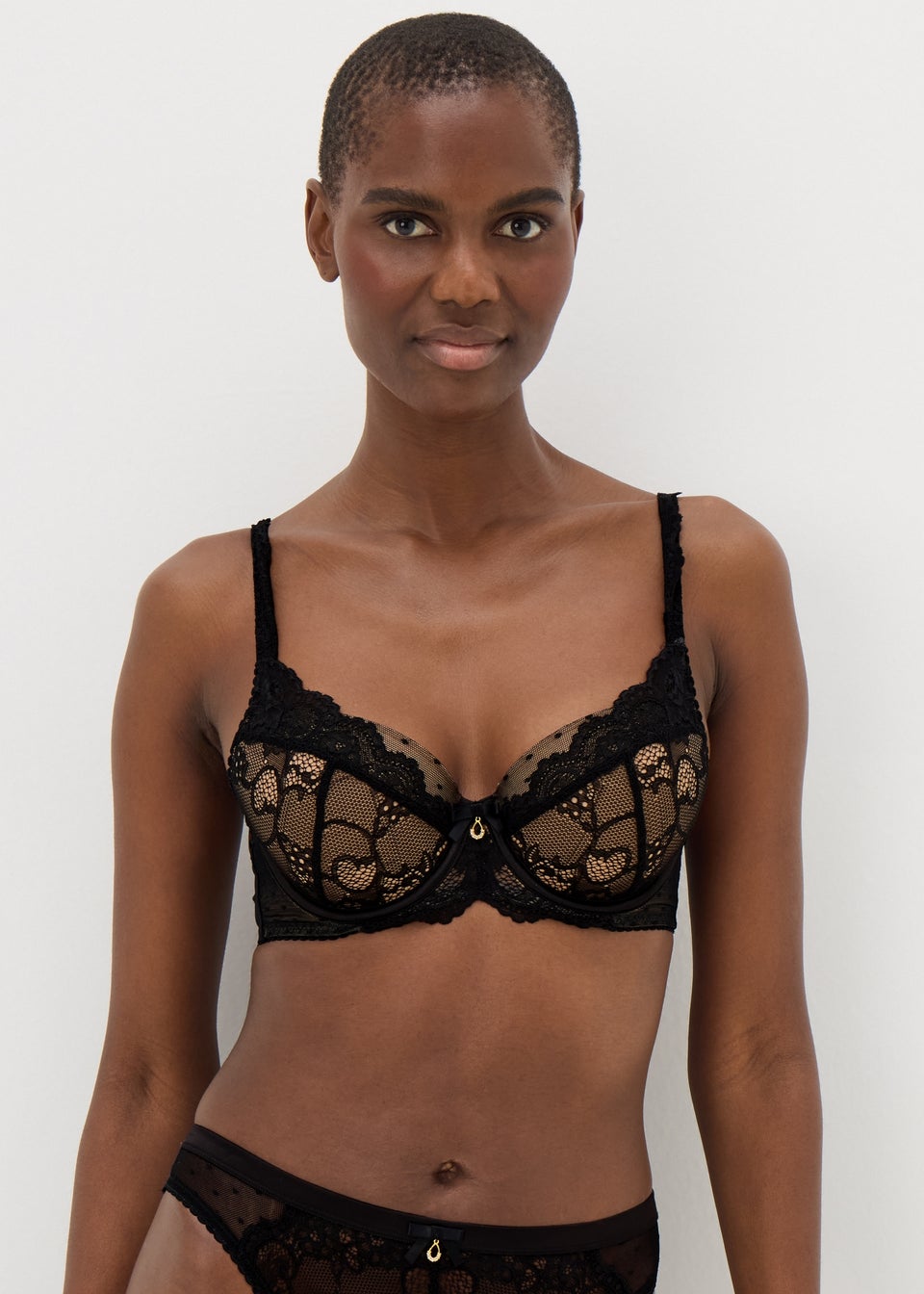 Black Spot Mesh Bra