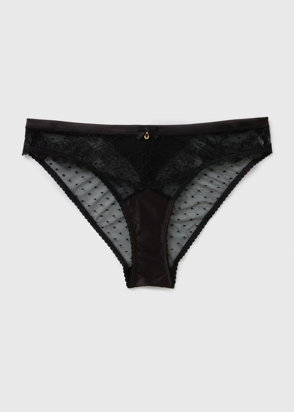 Black Spot Mesh Brazilian Knickers