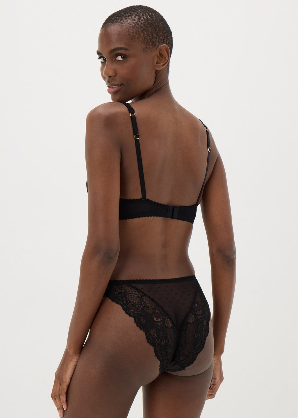 Black Spot Mesh High Leg Knickers