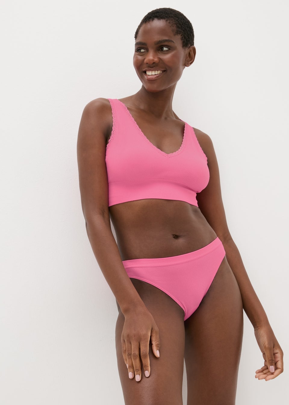 Pink Seamless Bra & Brief Set