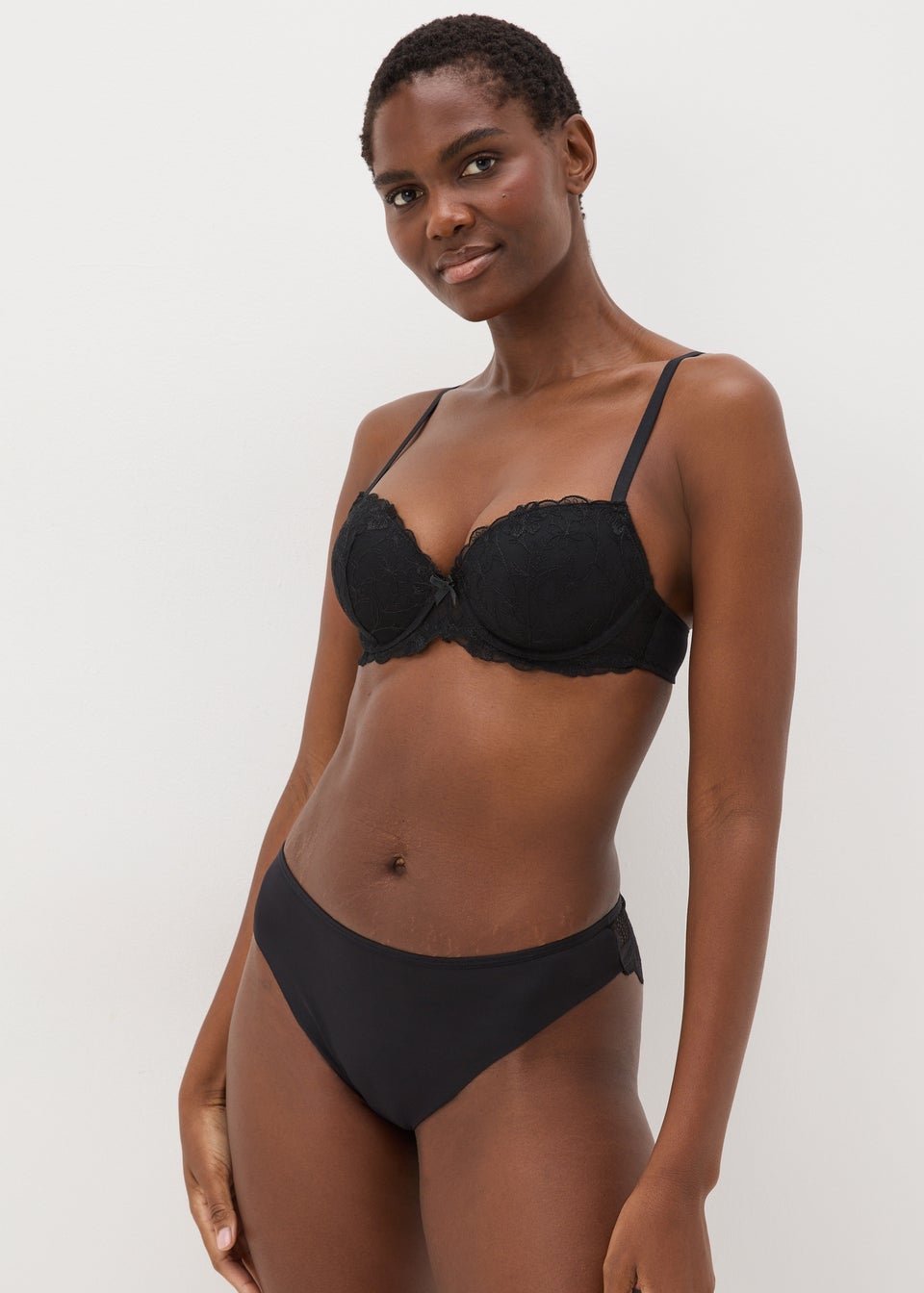Black Lace Back High Leg Knickers