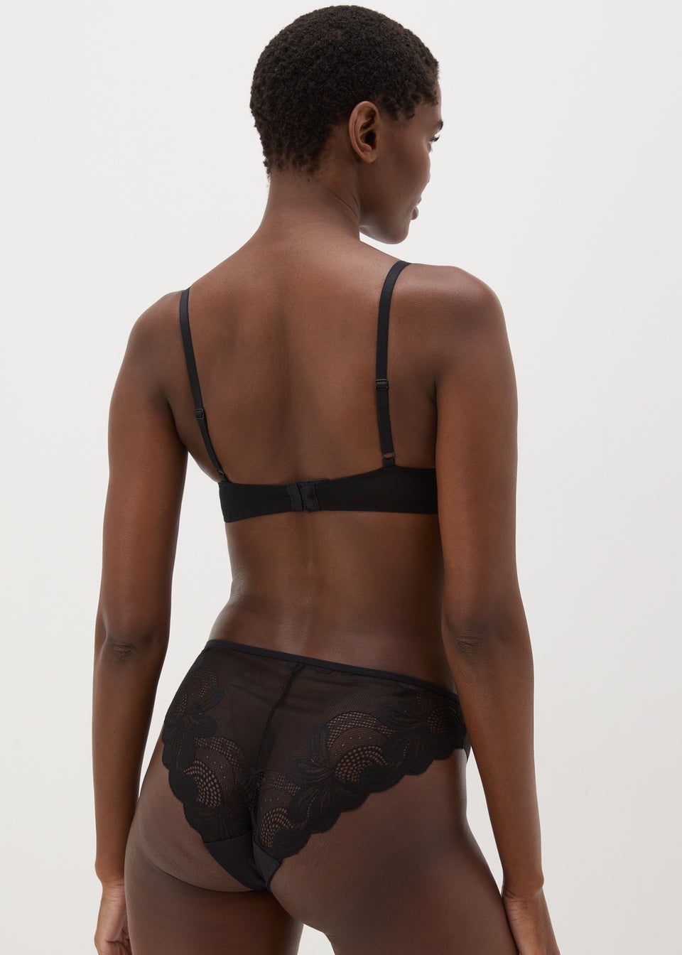 Black Lace Back High Leg Knickers