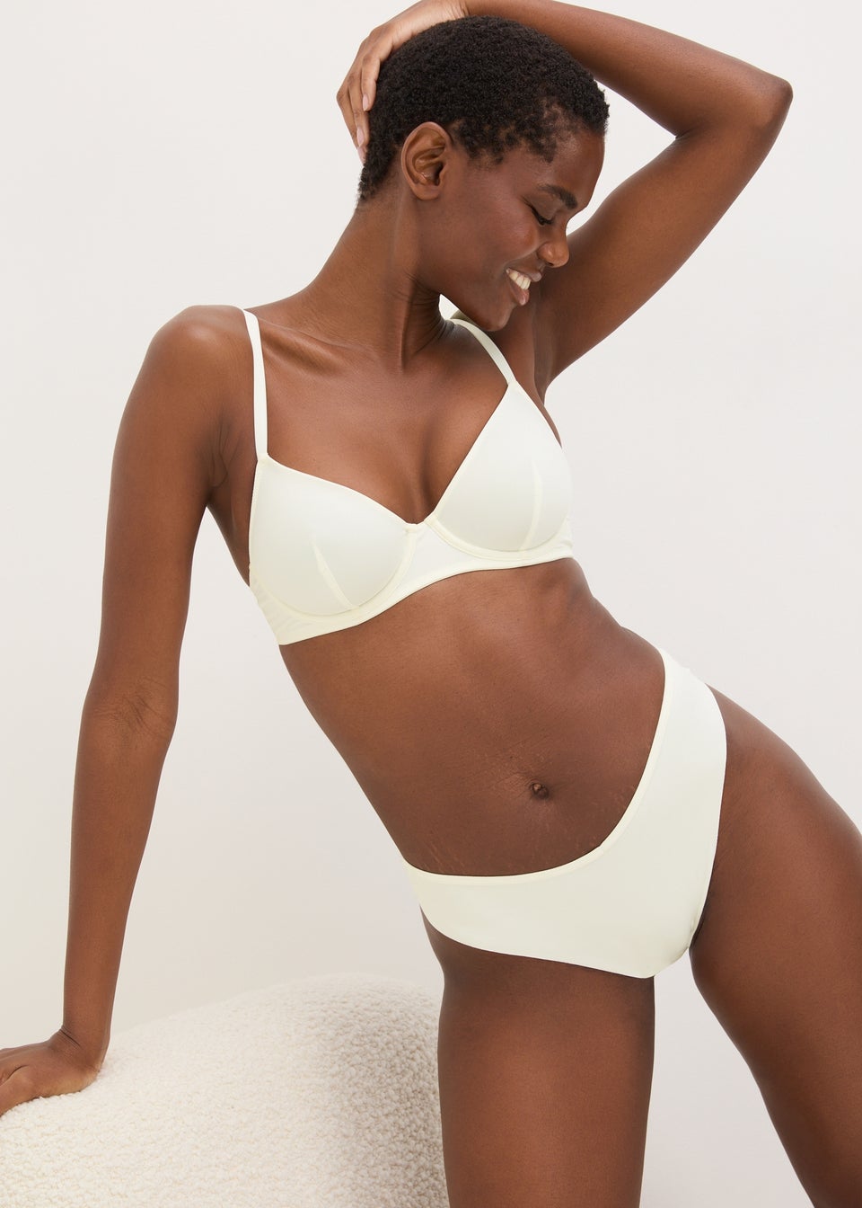 Cream Lace Back Brazilian Knickers
