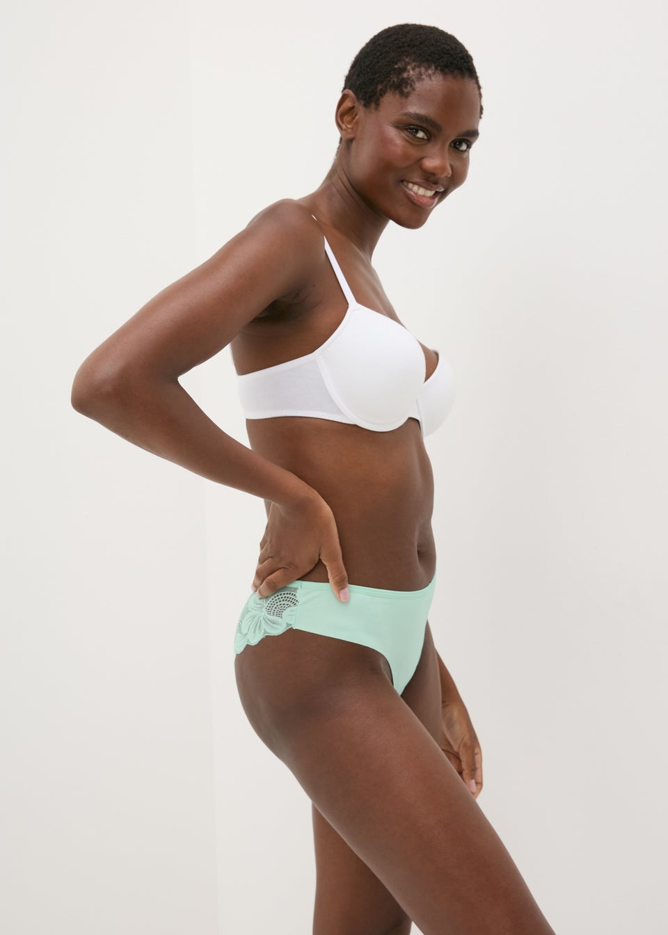 Mint Lace Back Brazilian Knickers