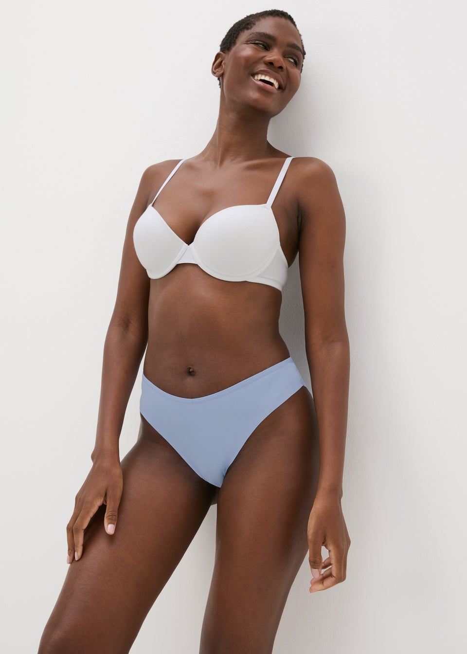 Blue Lace Back Brazilian Knickers