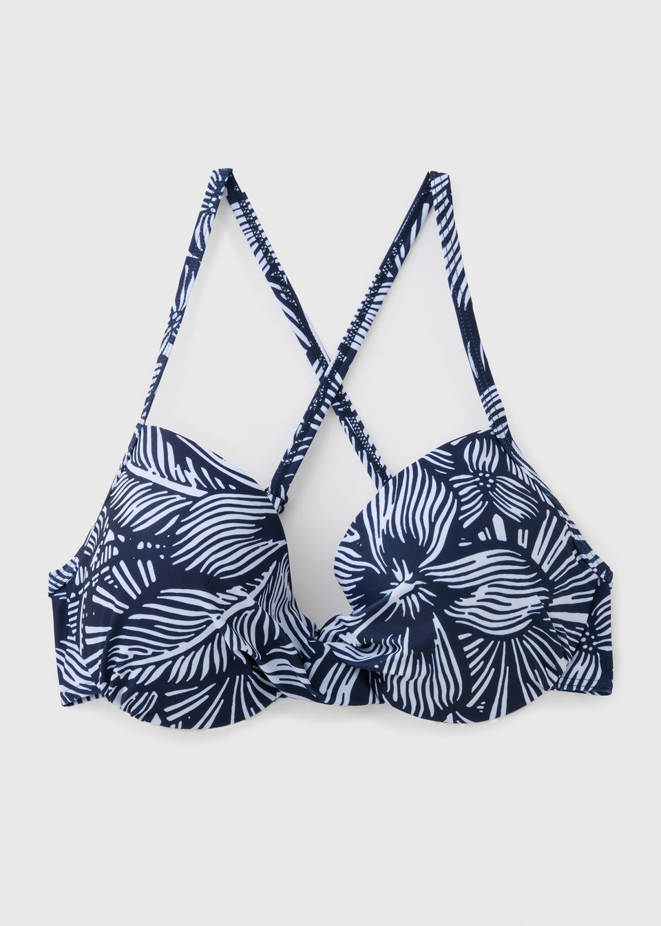 Navy Floral Cupped Bikini Top