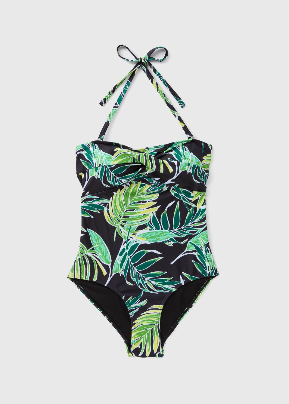 Green Tropical Leaf Print Swimsuit