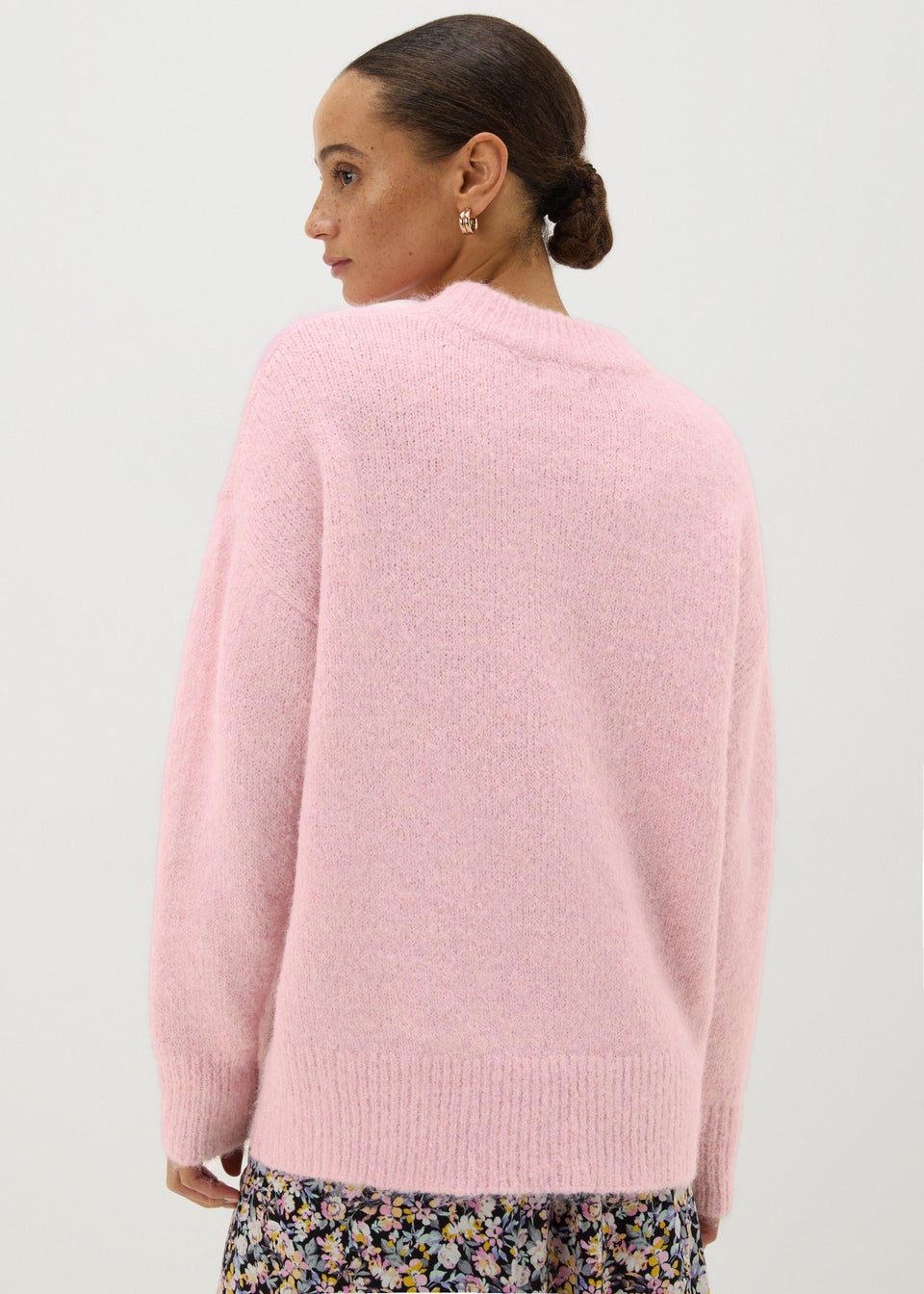Pink oversized crew neck top