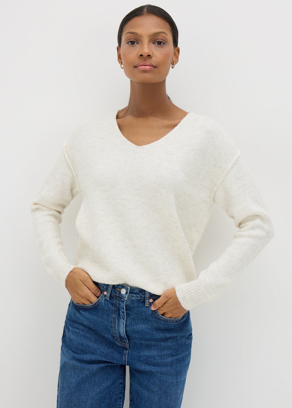 Cream V-Neck Jumper