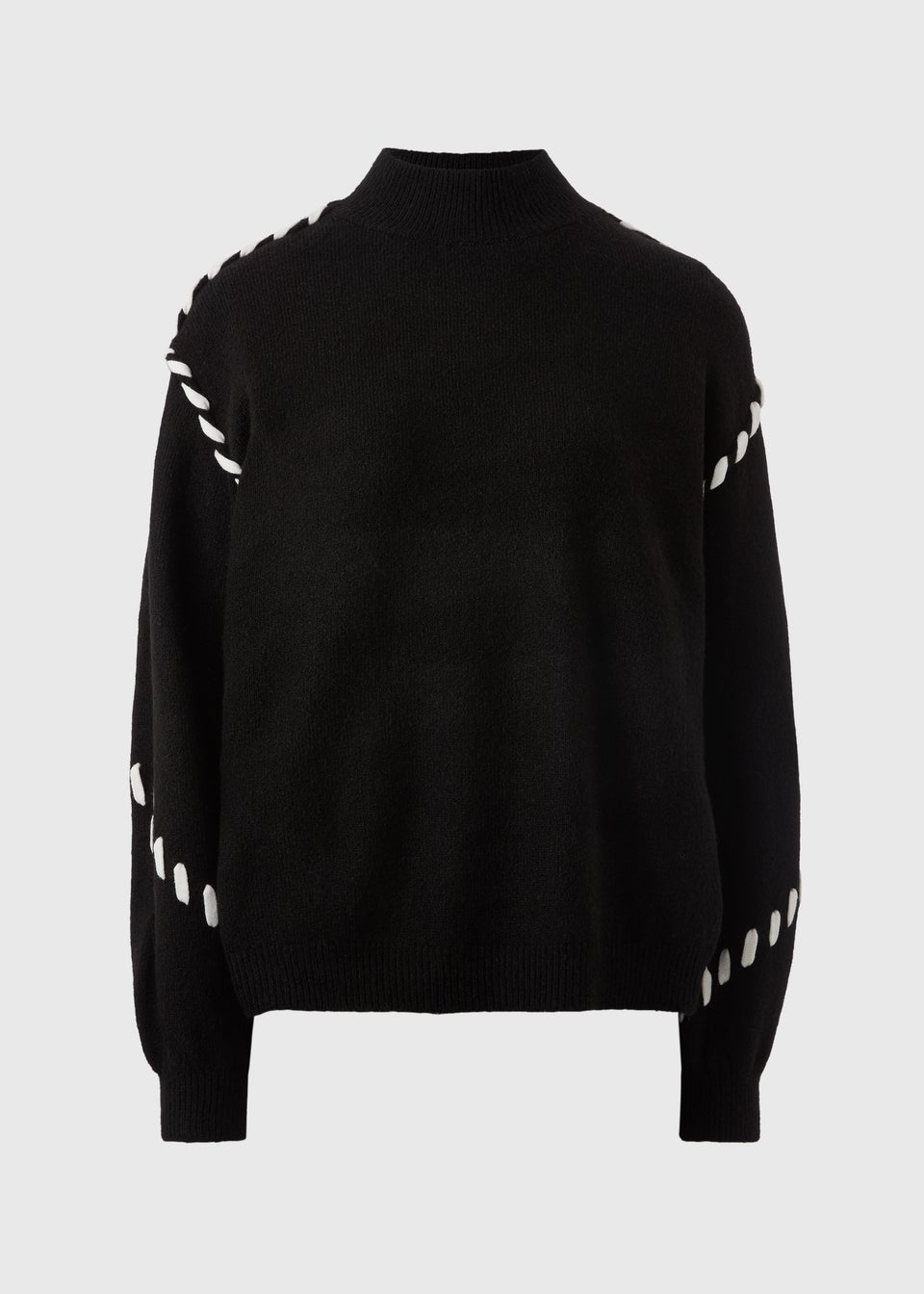 Black Contrast Stitch Jumper