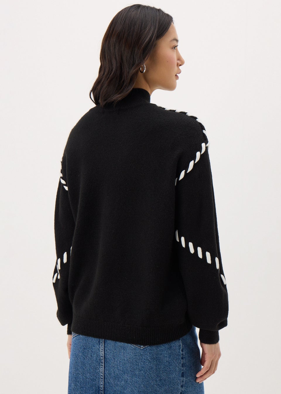 Black Contrast Stitch Jumper
