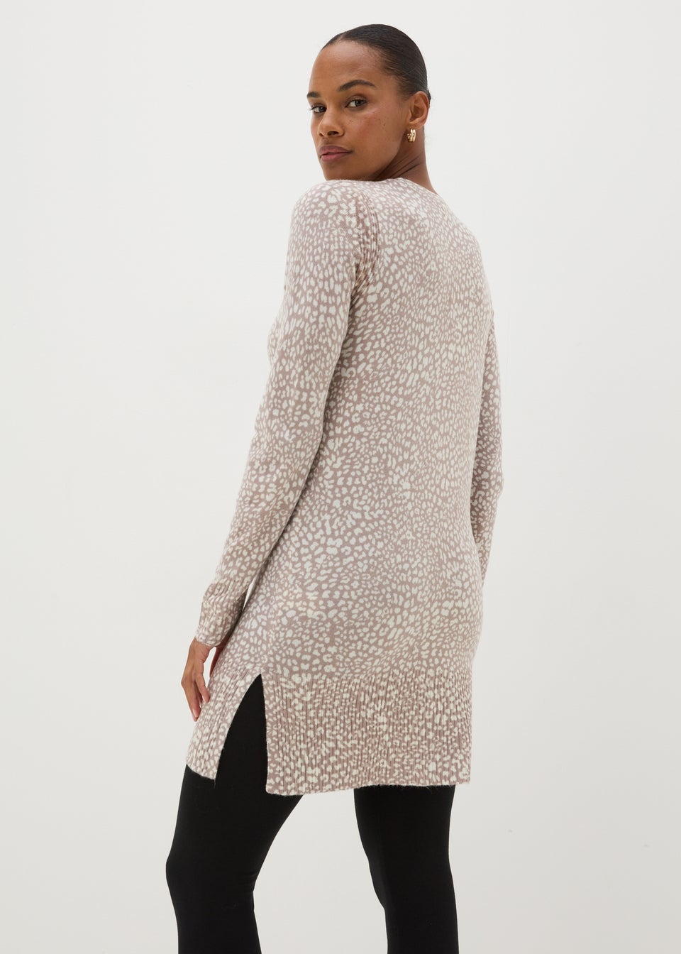 Beige Animal Print Knitted Tunic