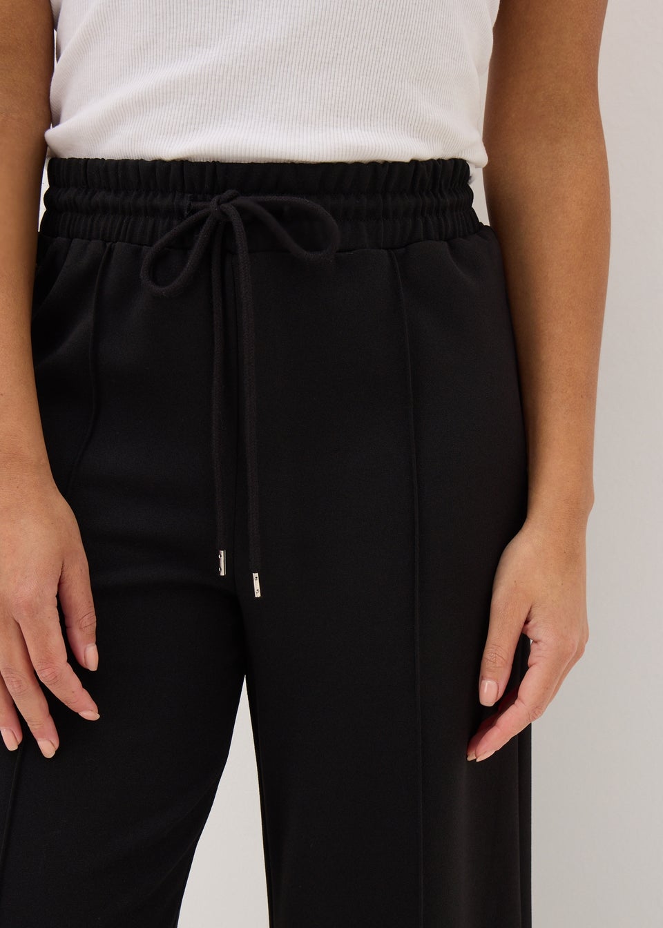 Black Front Seam Wide Leg Trousers