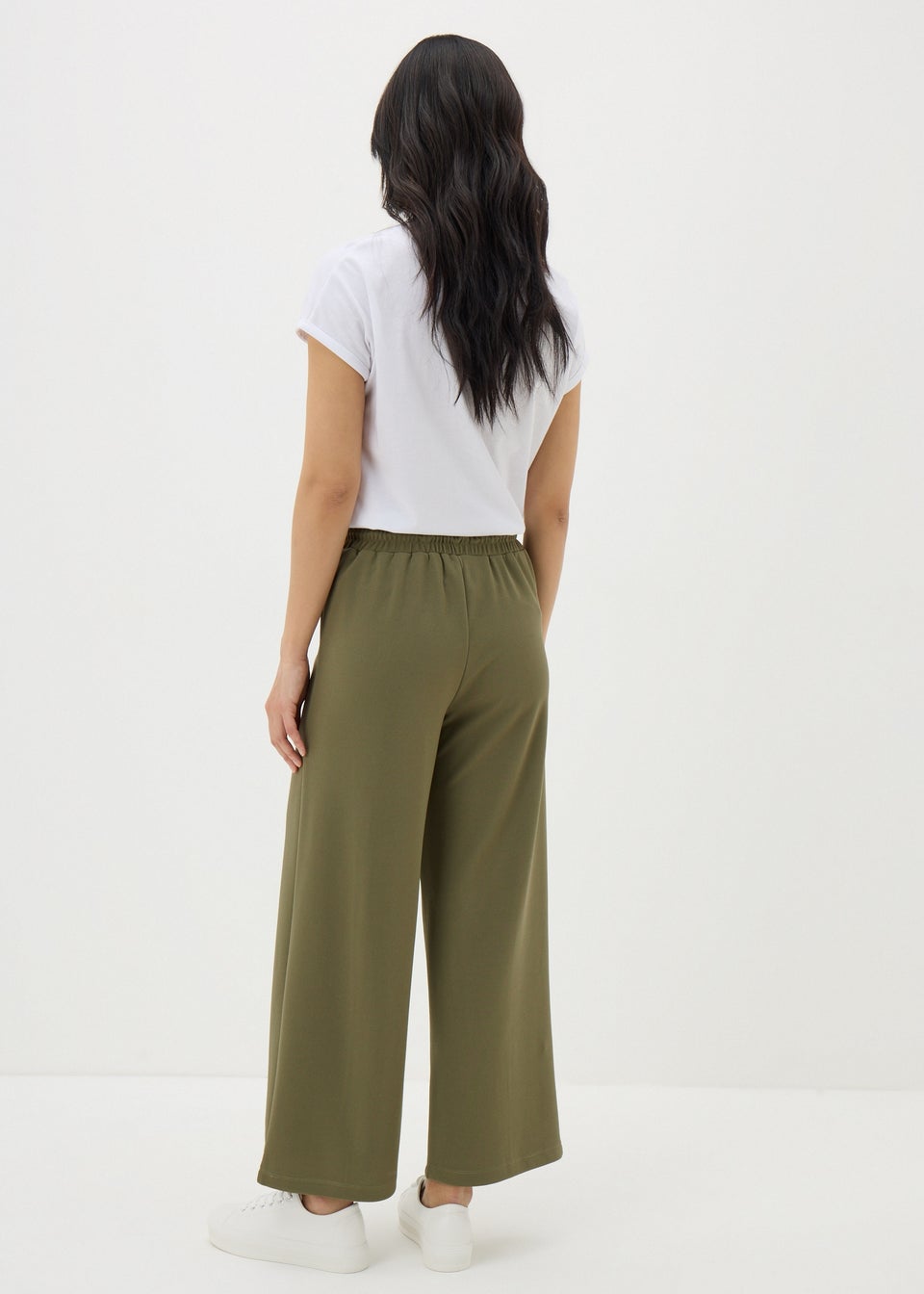 Khaki Front Seam Wide Leg Trousers