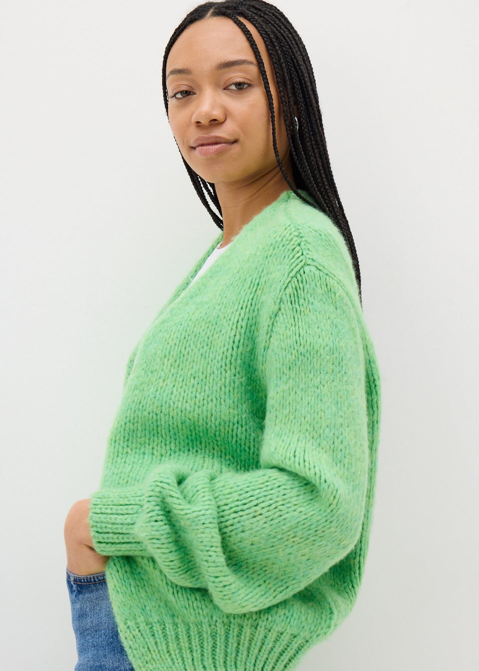 Green Lofty Knit Cardigan